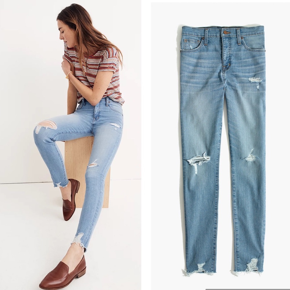 Madewell 9" High-Rise Skinny Jeans in Ontario Wash: Distressed-Hem Edition